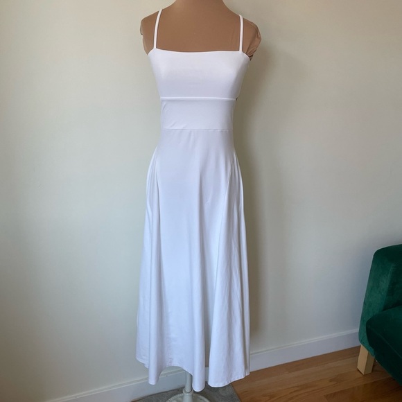 Susana Monaco Thin Strap High Low Cut Out Back White Jersey Maxi Dress EUC Sz XS - Picture 4 of 11